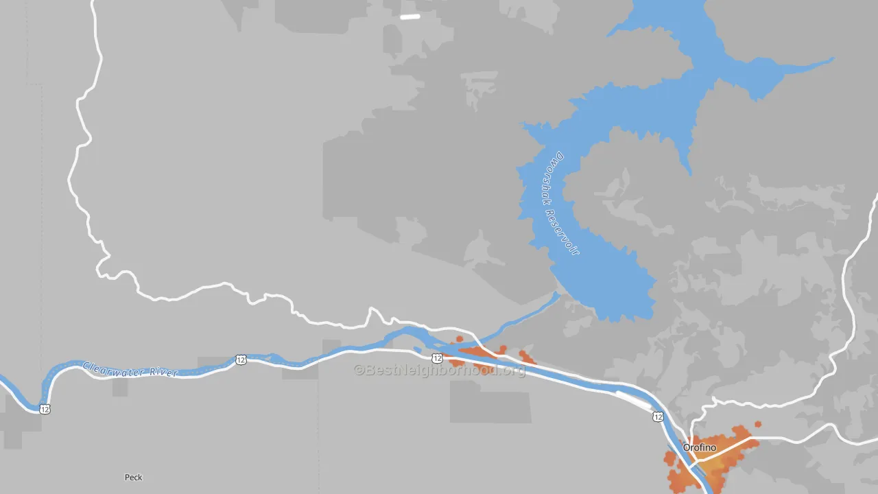 Bike Grade map of Ahsahka, ID