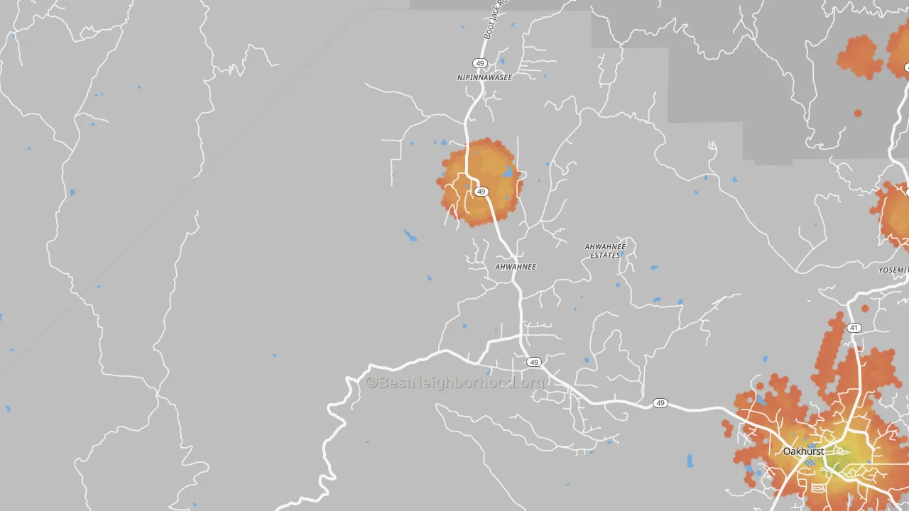 Bike Grade map of Ahwahnee, CA