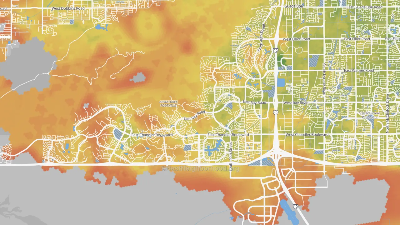 Bike Grade map of Ahwatukee, Phoenix, AZ