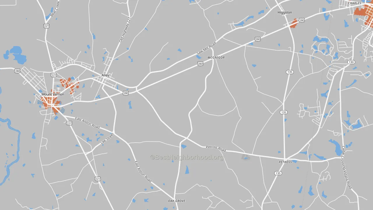 Bike Grade map of Ailey, GA