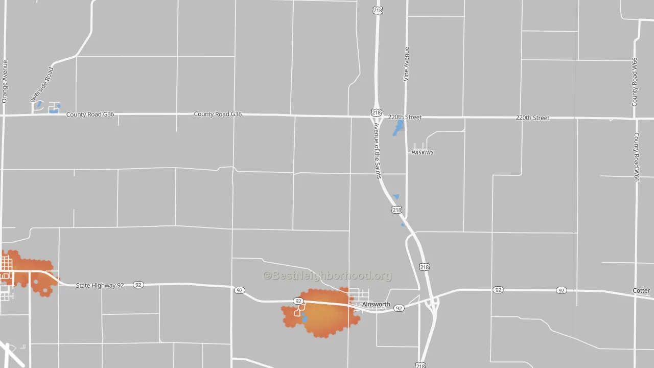 Bike Grade map of Ainsworth, IA