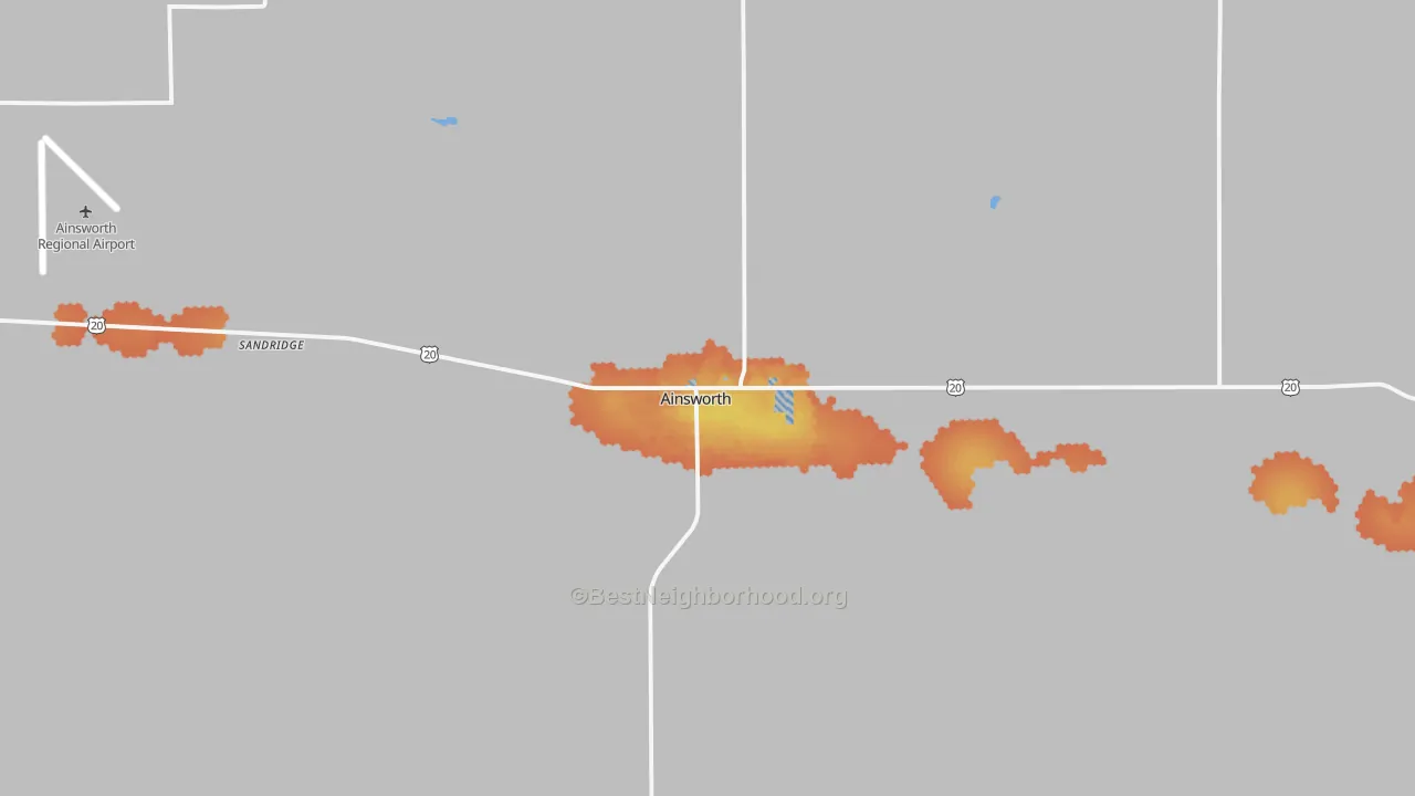 Bike Grade map of Ainsworth, NE