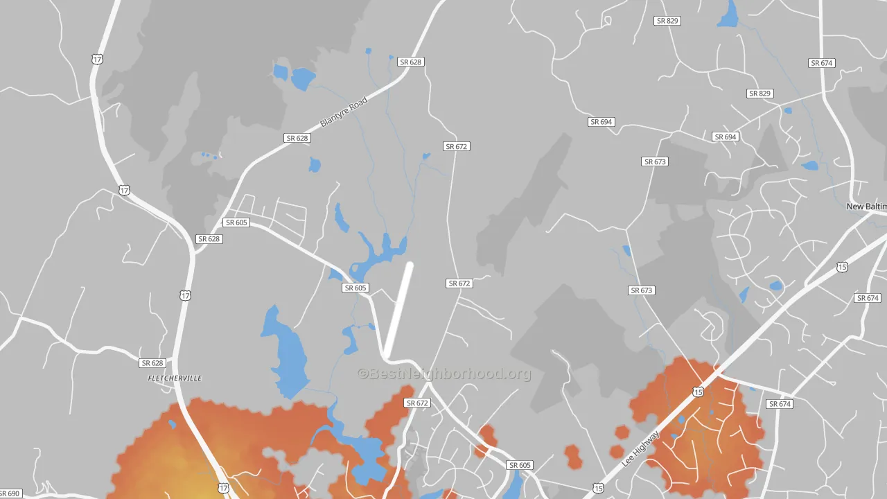 Bike Grade map of Airlie, VA