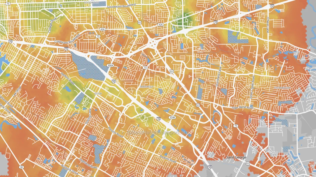 Bike Grade map of Airline-Jefferson, Baton Rouge, LA