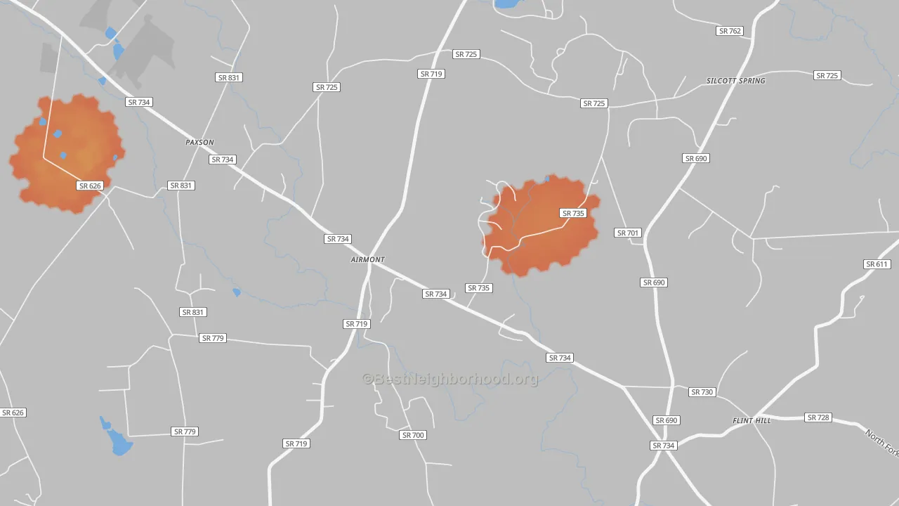 Bike Grade map of Airmont, VA