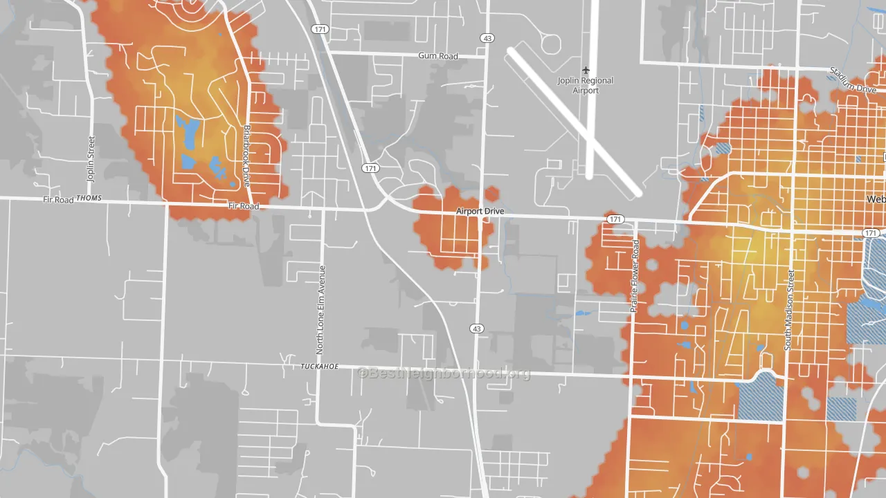 Bike Grade map of Airport Drive, MO