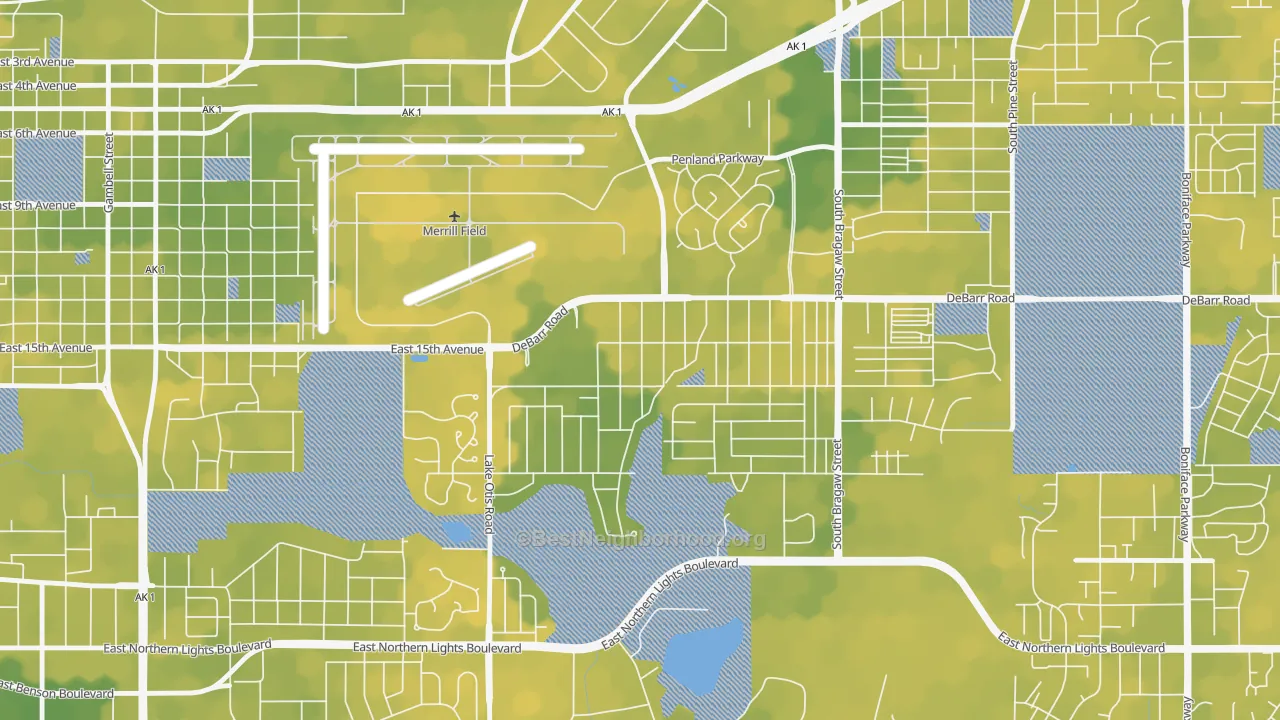 Bike Grade map of Airport Heights, Anchorage, AK