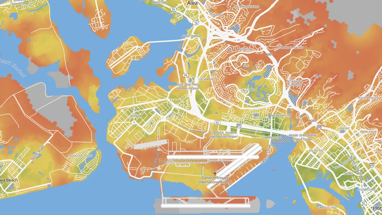 Bike Grade map of Airport, Honolulu, HI
