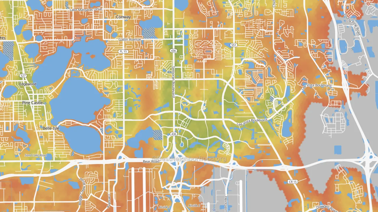 Bike Grade map of Airport North, Orlando, FL