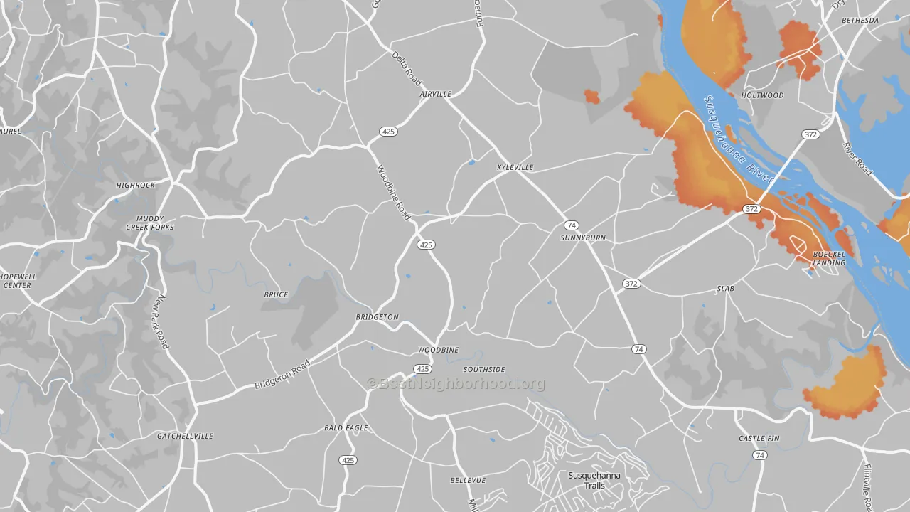 Bike Grade map of Airville, PA