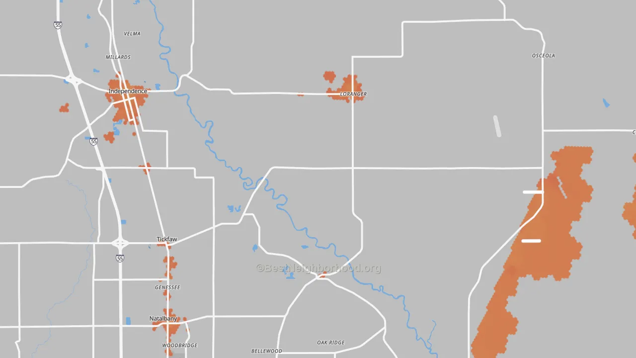 Bike Grade map of Akers, LA