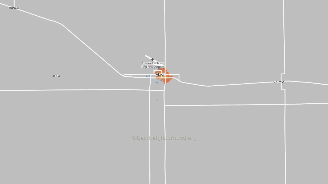 Bike Grade map of Akron, CO