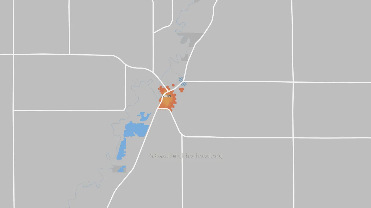 Bike Grade map of Akron, IA