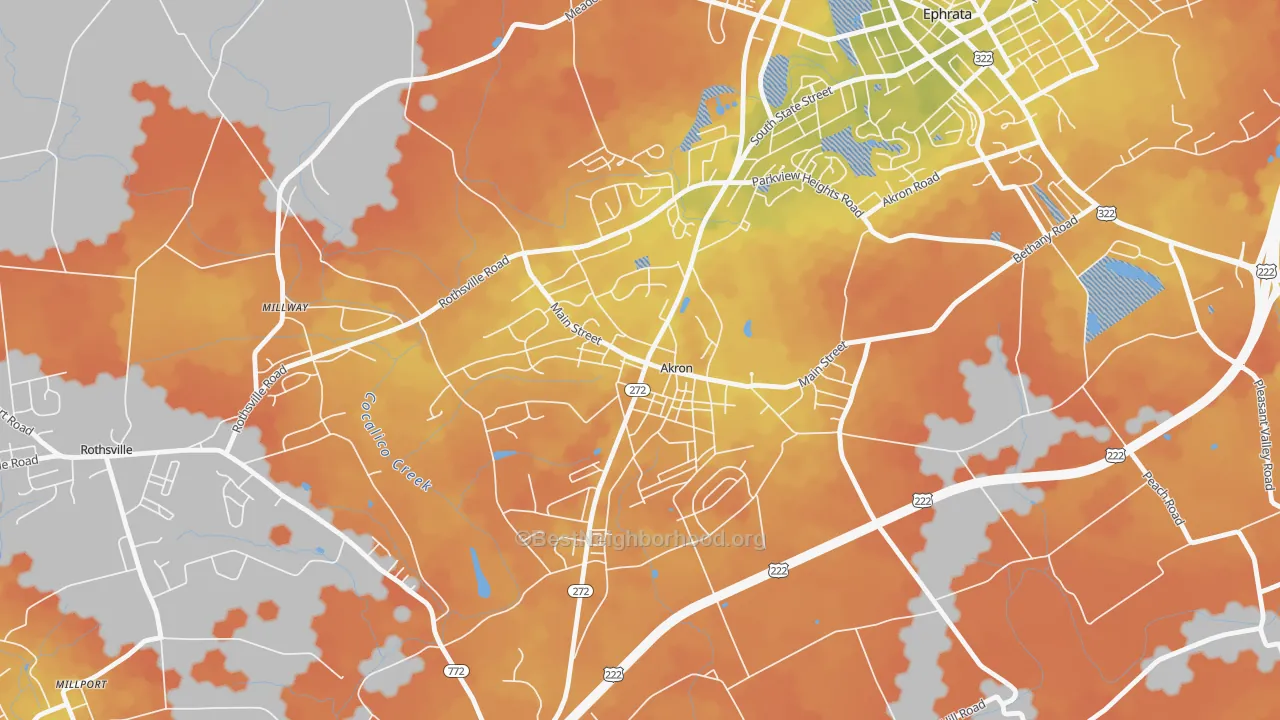 Bike Grade map of Akron, PA