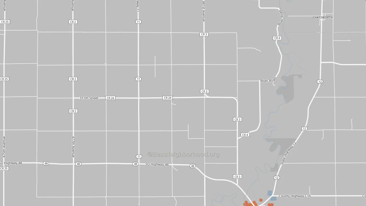 Bike Grade map of Akron, SD