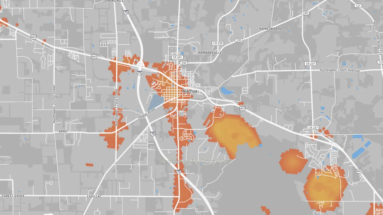 Bike Grade map of Alachua, FL