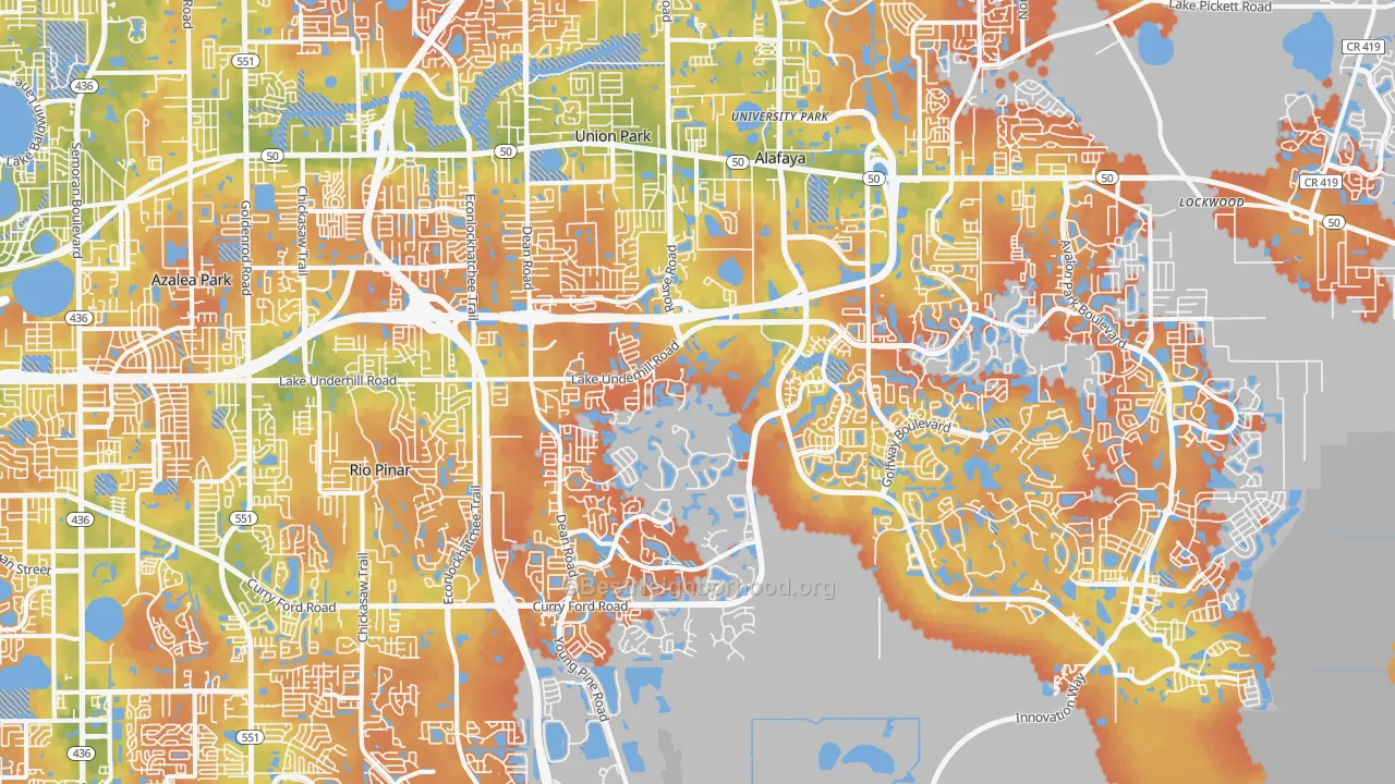 Bike Grade map of Alafaya, FL