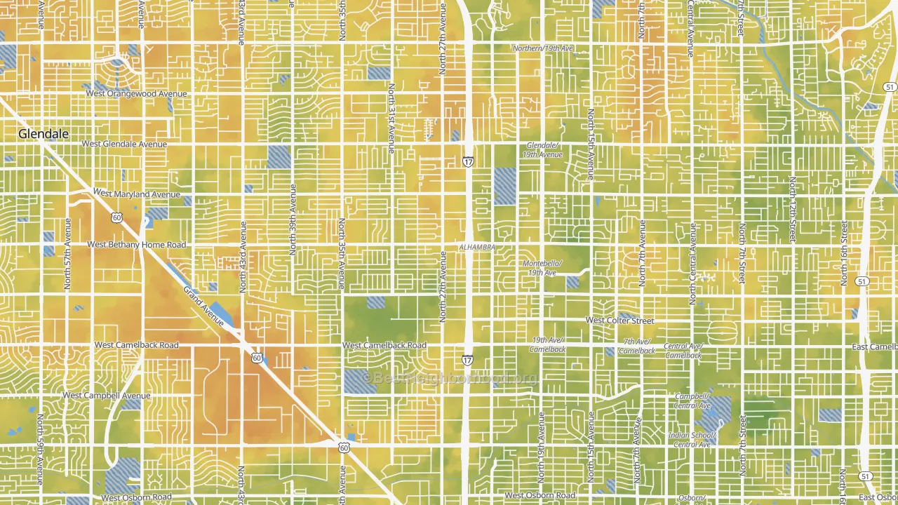 Bike Grade map of Alahambra, Phoenix, AZ