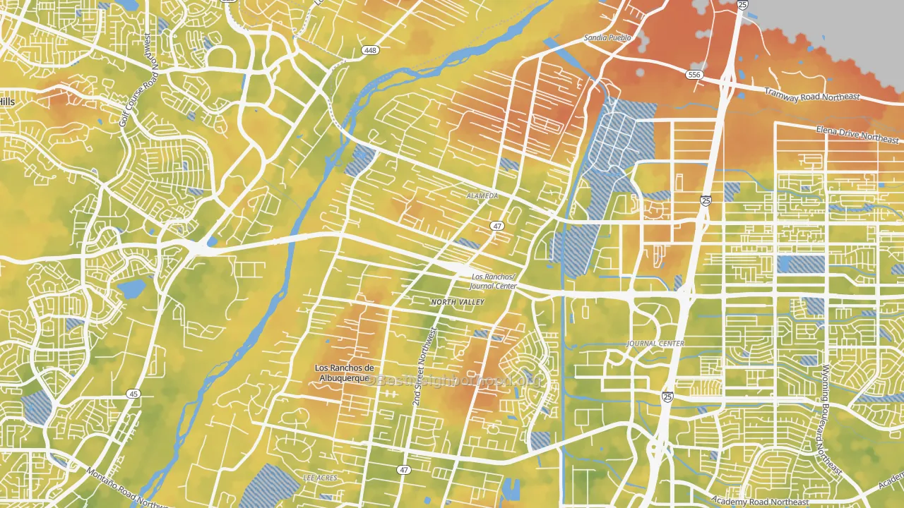 Bike Grade map of Alamedan Valley, North Valley, NM