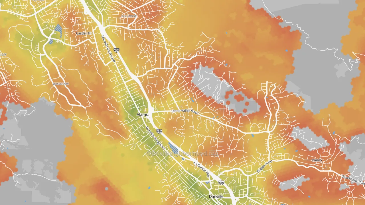 Bike Grade map of Alamo, CA