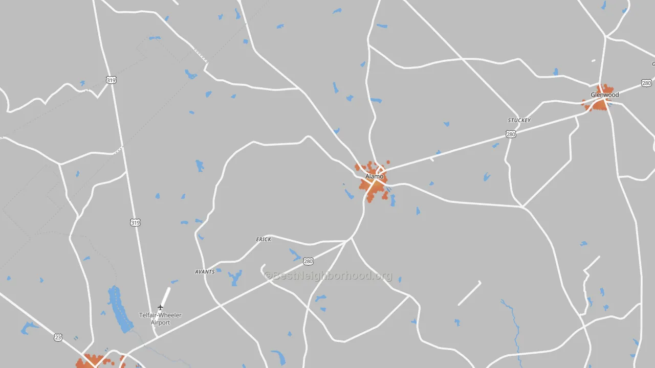 Bike Grade map of Alamo, GA