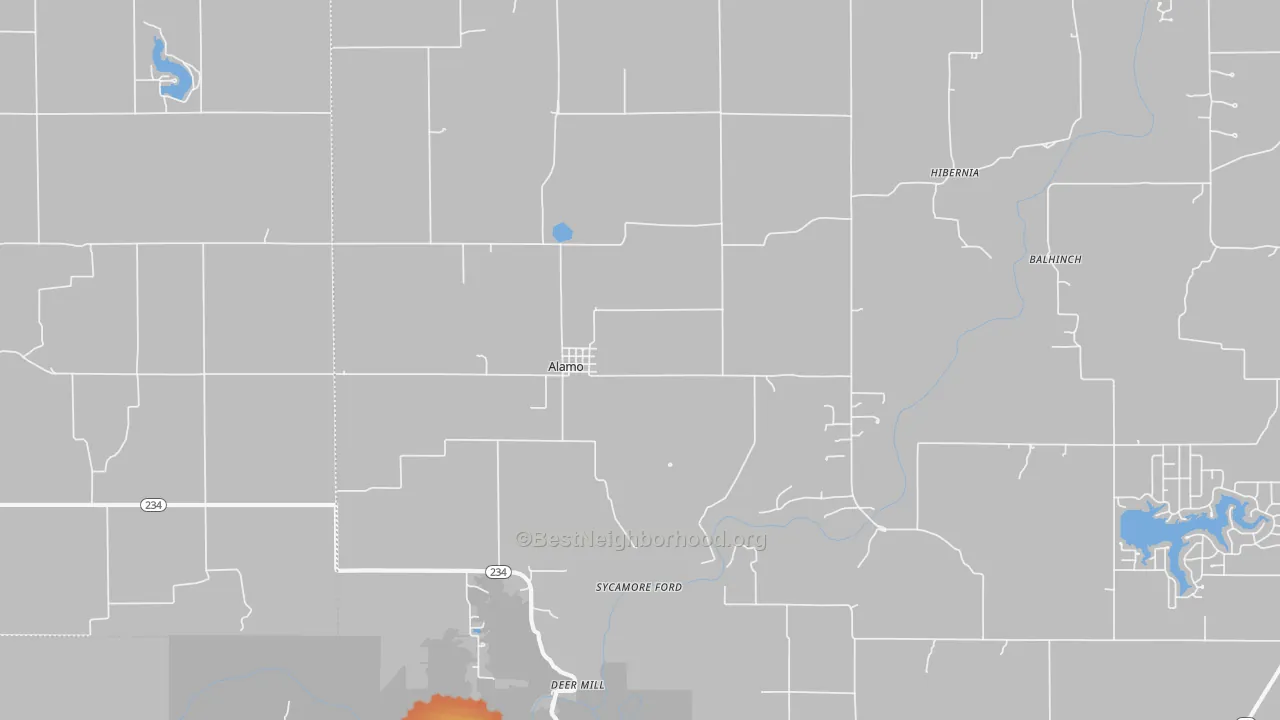Bike Grade map of Alamo, IN