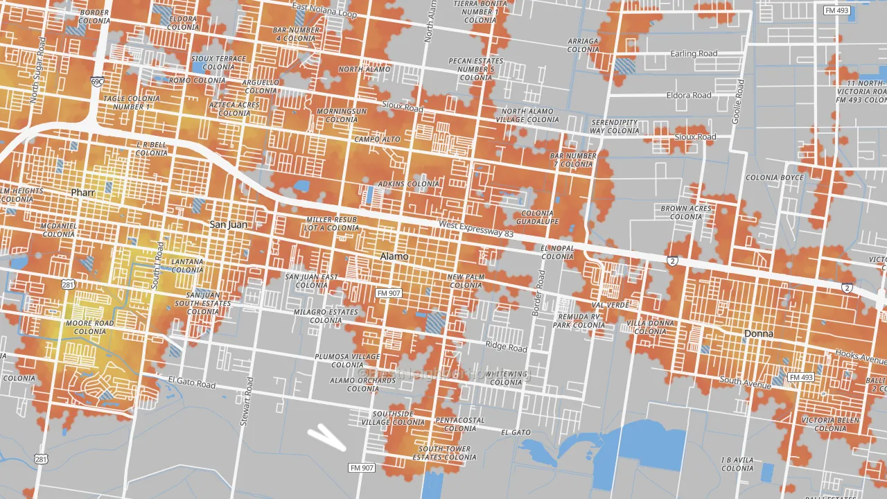 Bike Grade map of Alamo, TX