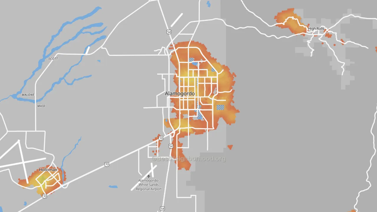 Bike Grade map of Alamogordo, NM
