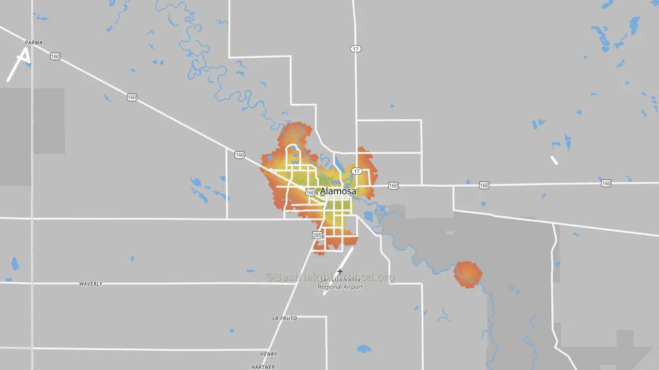 Bike Grade map of Alamosa, CO