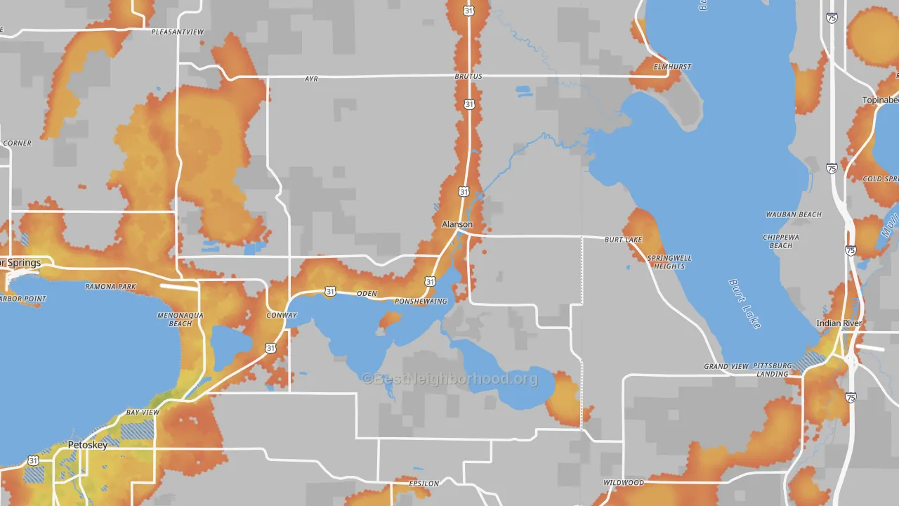 Bike Grade map of Alanson, MI