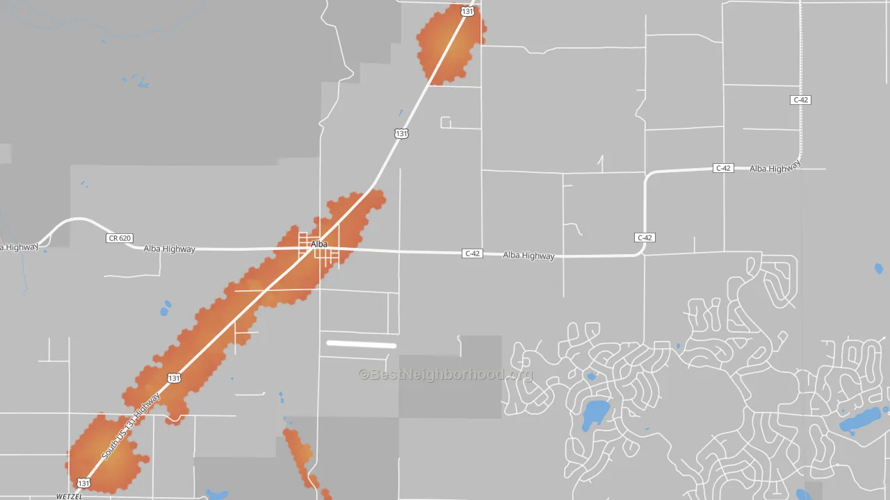 Bike Grade map of Alba, MI