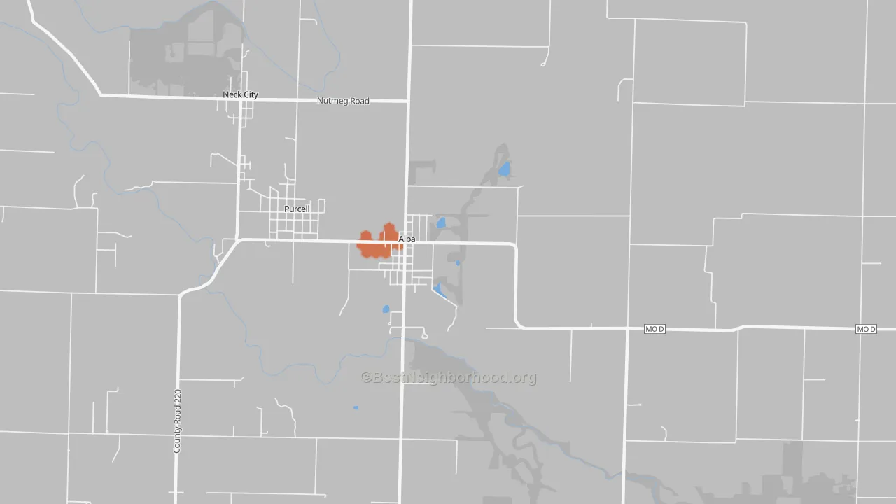 Bike Grade map of Alba, MO