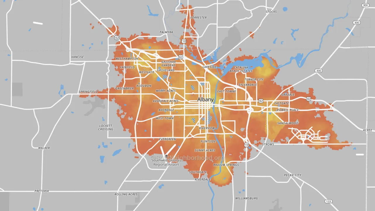 Bike Grade map of Albany, GA