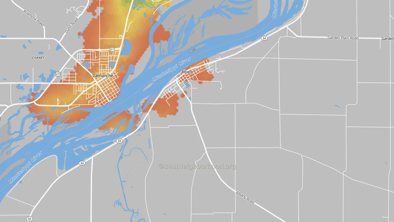 Bike Grade map of Albany, IL