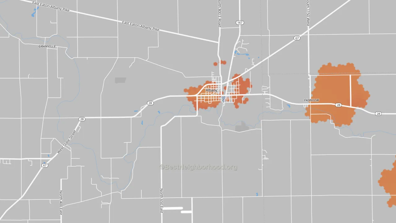 Bike Grade map of Albany, IN