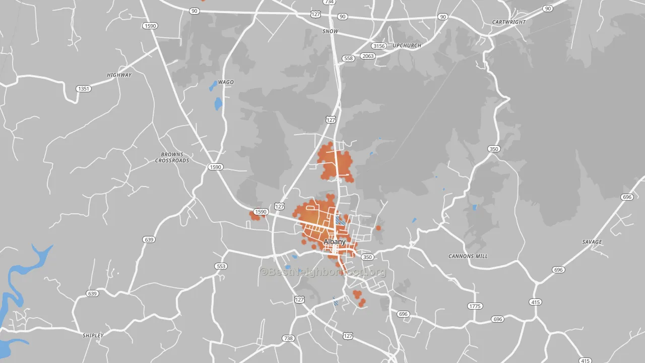 Bike Grade map of Albany, KY