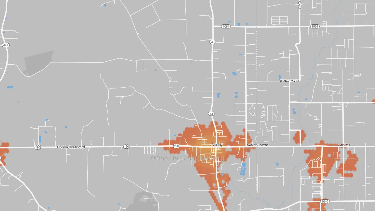 Bike Grade map of Albany, LA