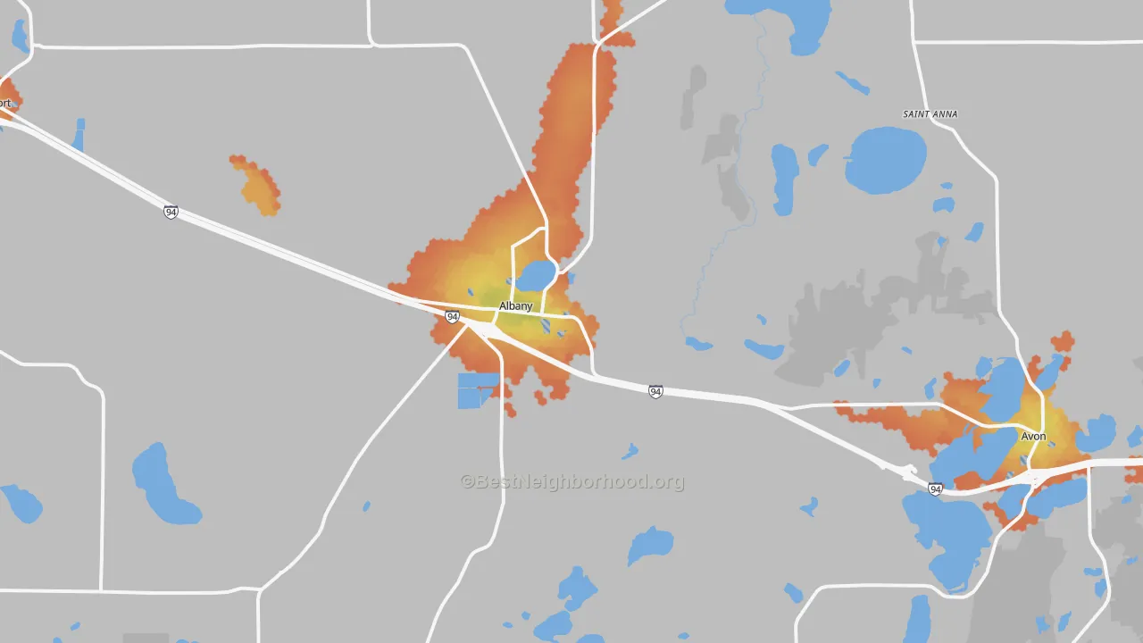 Bike Grade map of Albany, MN