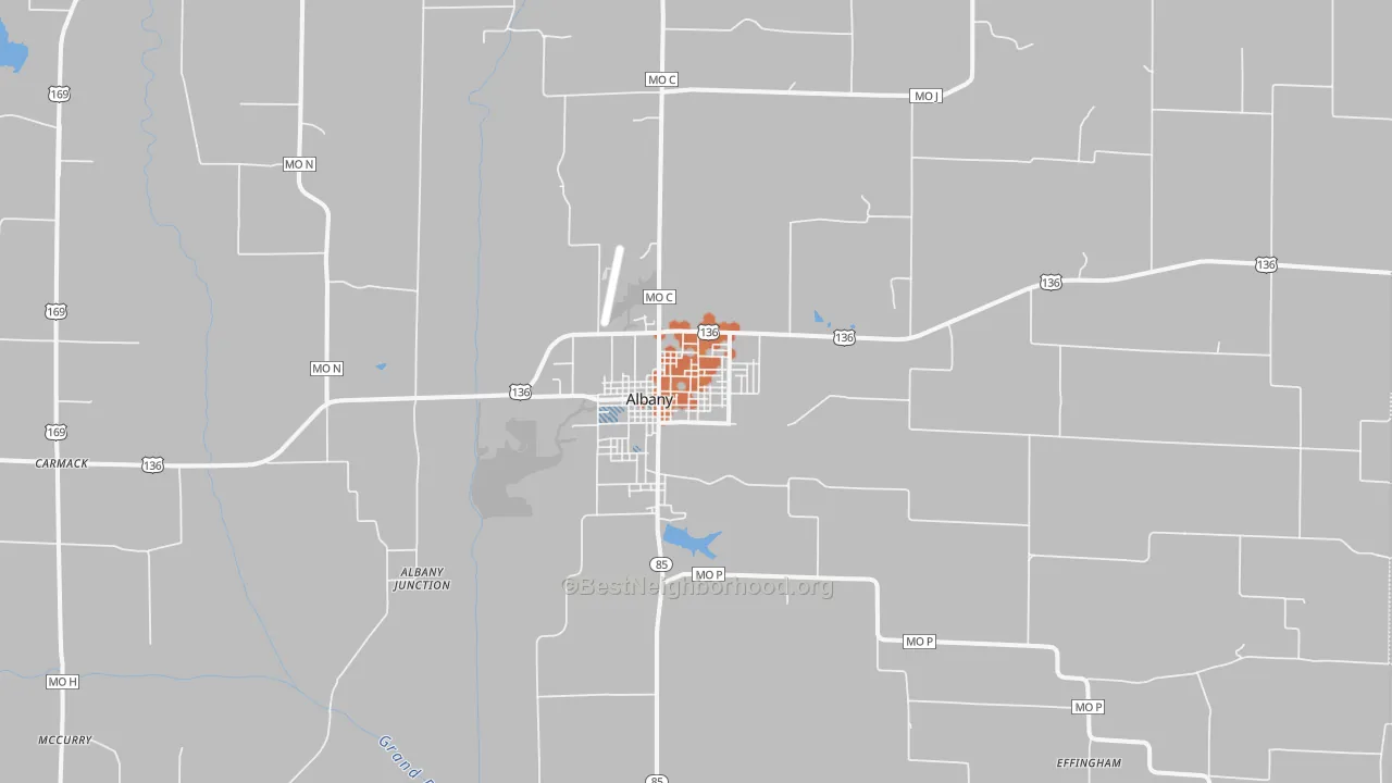Bike Grade map of Albany, MO