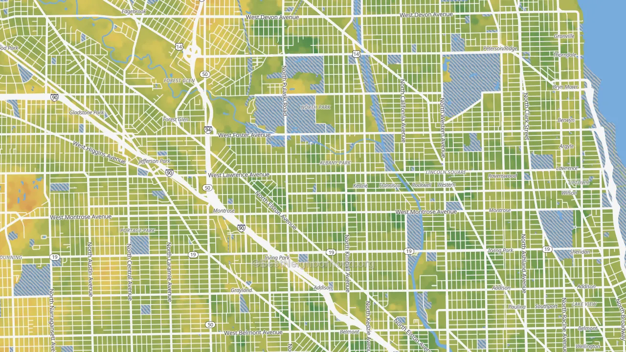Bike Grade map of Albany Park, Chicago, IL