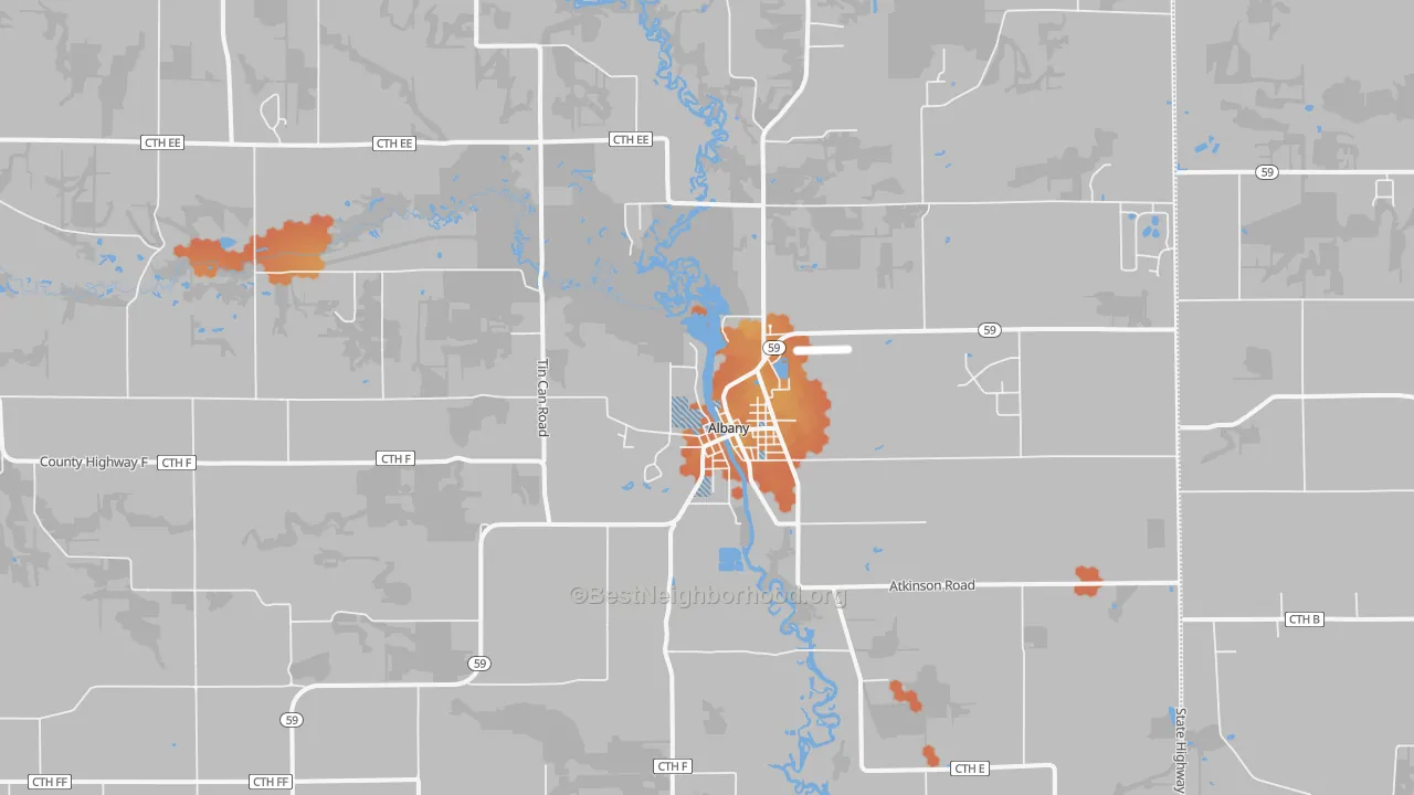 Bike Grade map of Albany, WI