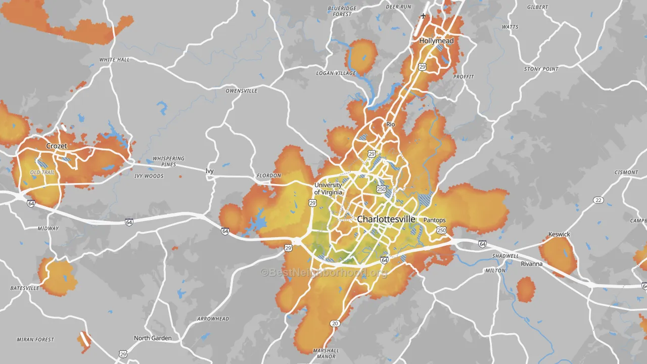 Bike Grade map of Albemarle County, VA