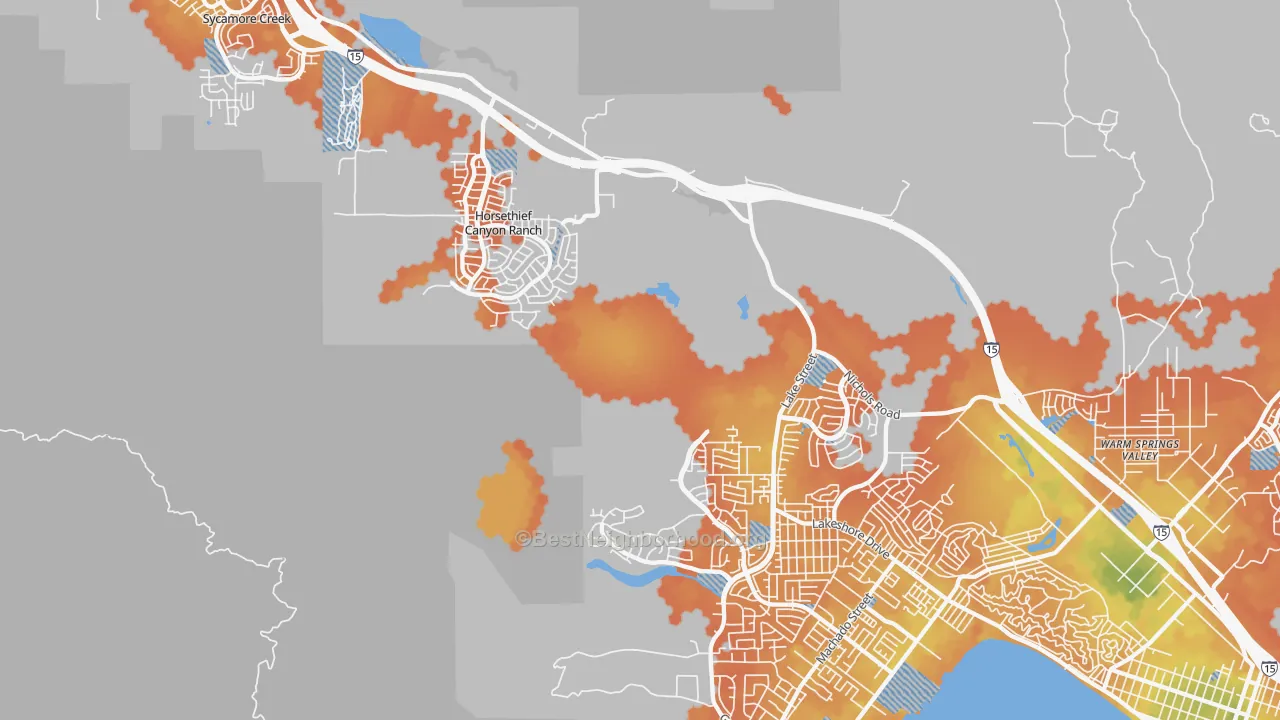 Bike Grade map of Alberhill, CA