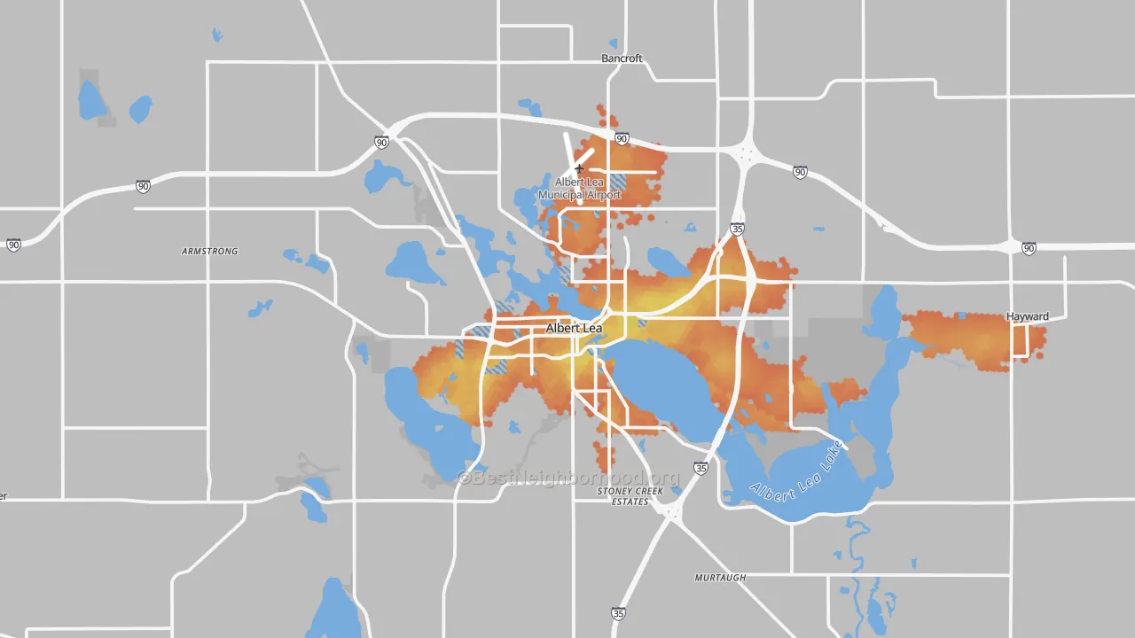 Bike Grade map of Albert Lea, MN