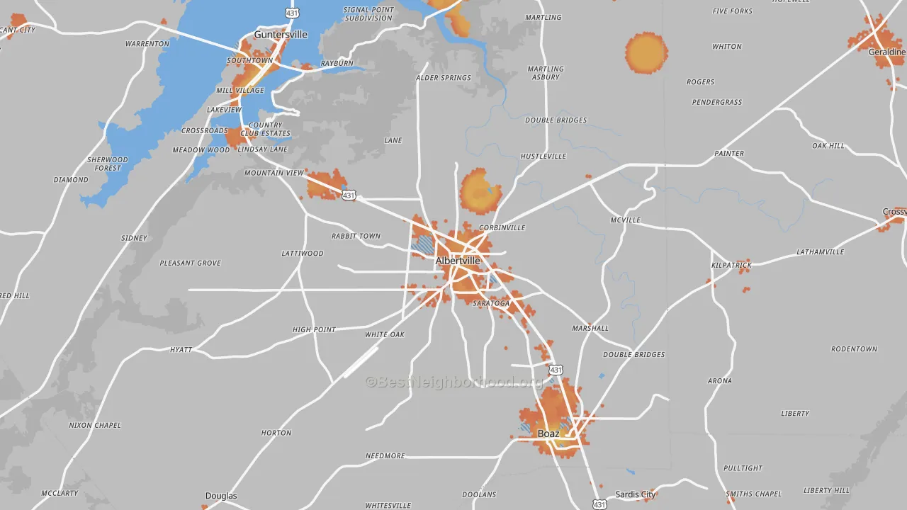 Bike Grade map of Albertville, AL