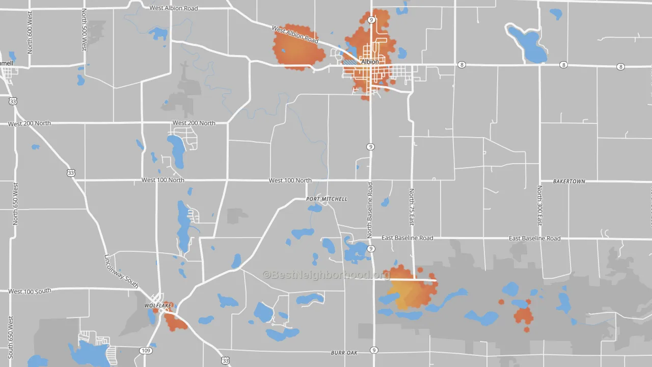 Bike Grade map of Albion, IN