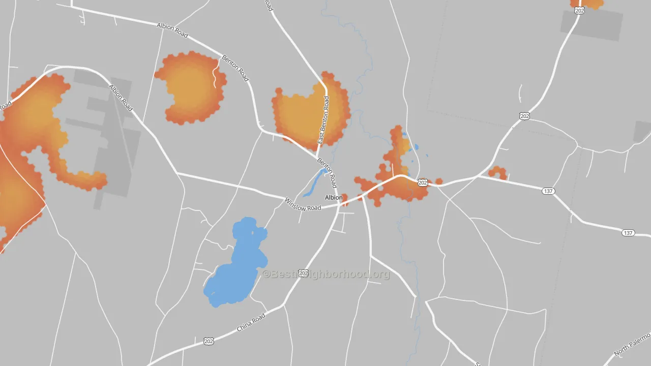 Bike Grade map of Albion, ME