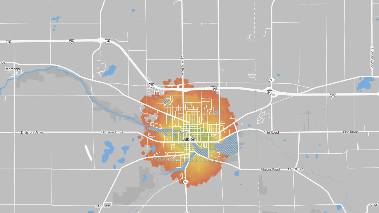 Bike Grade map of Albion, MI