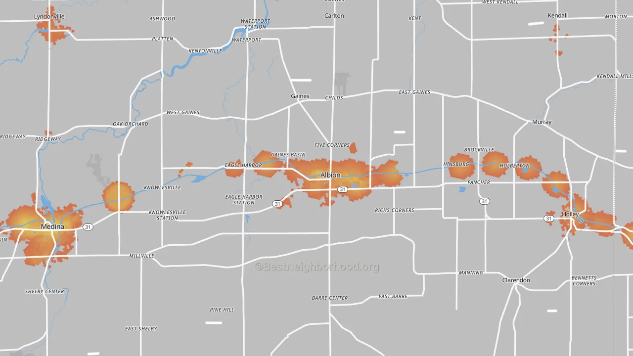 Bike Grade map of Albion, NY