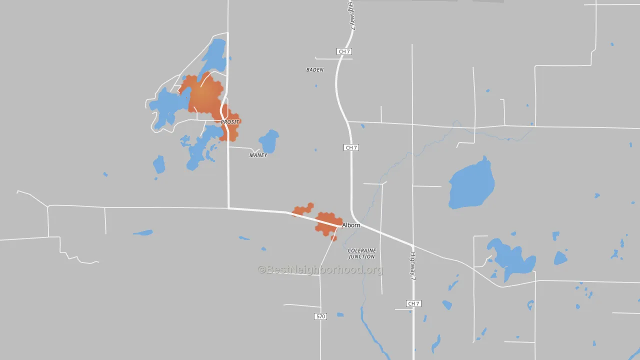 Bike Grade map of Alborn, MN